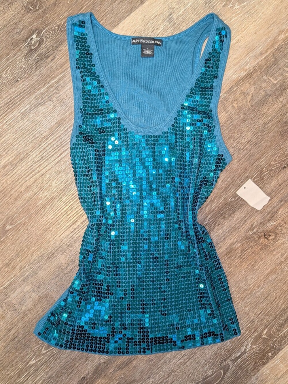 Y2K Sequin Teal Tank Top